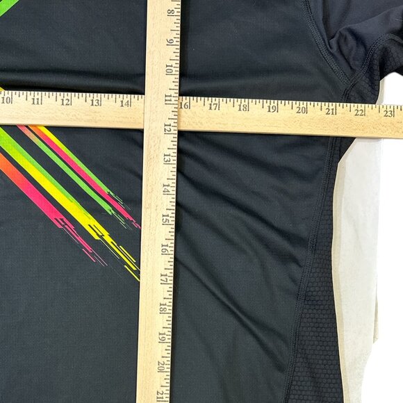 Adidas Adizero Short Sleeve Shirt Men's Sz L Black Neon Comfort Performance - Picture 14 of 15